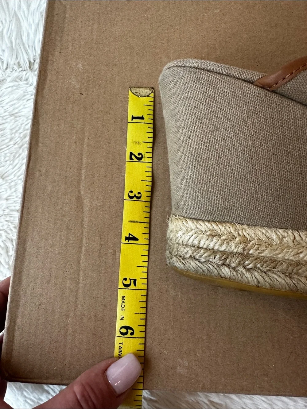 Tory Burch Agatha Canvas Espadrille Wedge Mule Sandals Tan Size 9.5 Peep Toe
